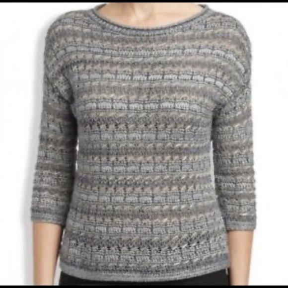 COPY - Lucky Brand Metallic 3/4 Sleeve Sweater Gray Lg - Picture 1 of 5